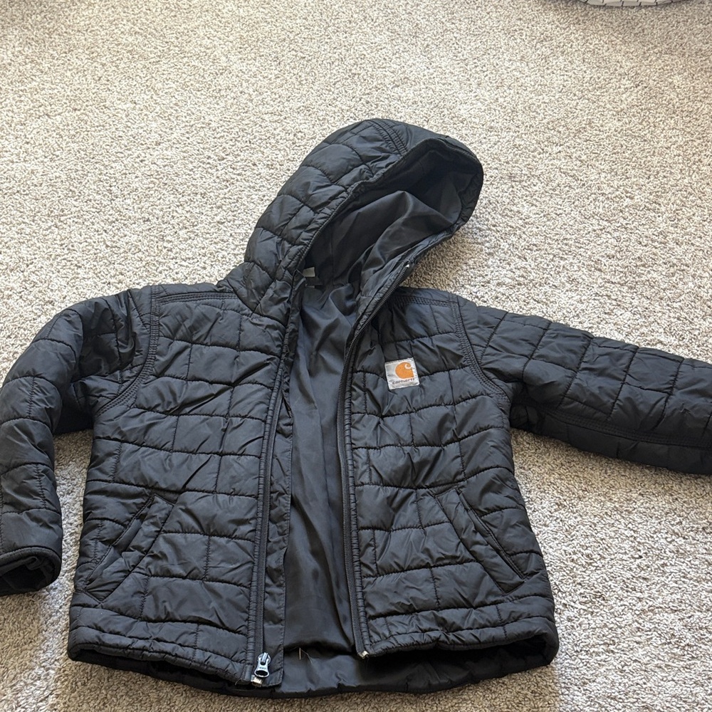 Carhartt Black Quilted Hooded Coat